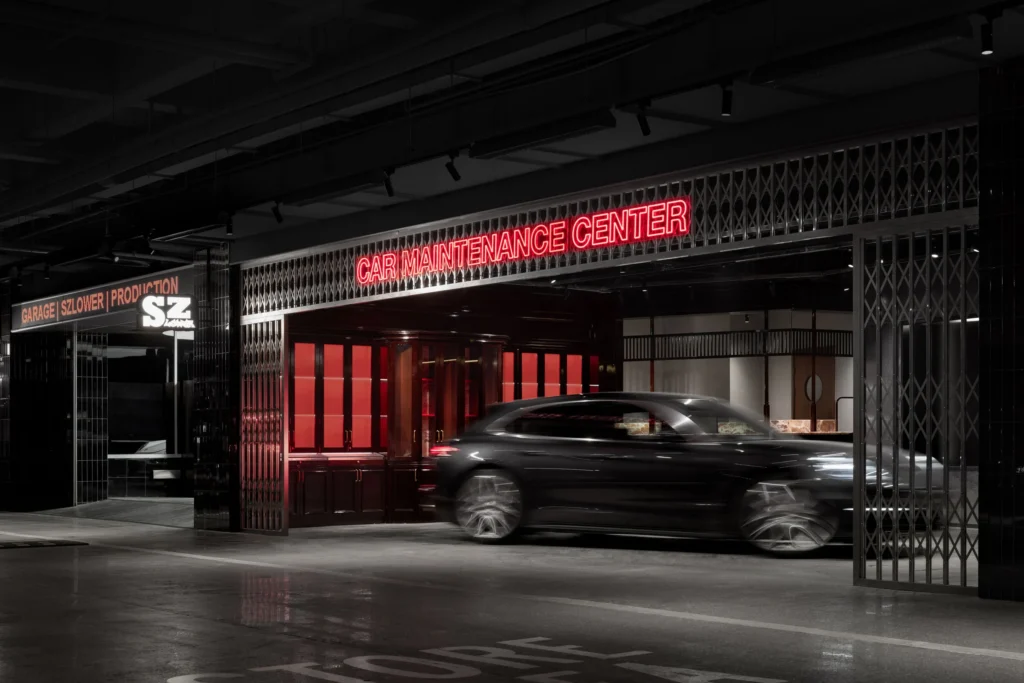 Garage en Shenzhen: Un paraíso retro futurista para los amantes de los autos 3 Garage Shenzhen DDDD