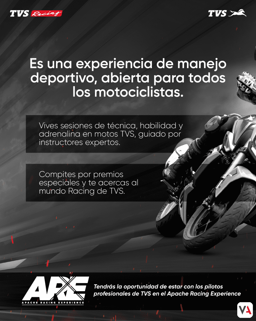 El rugido de TVS Motor llega a Bogotá. Participa en el Apache Racing Experience el 22 de febrero: pruebas de manejo, gymkhana y el camino hacia el ARE global.
