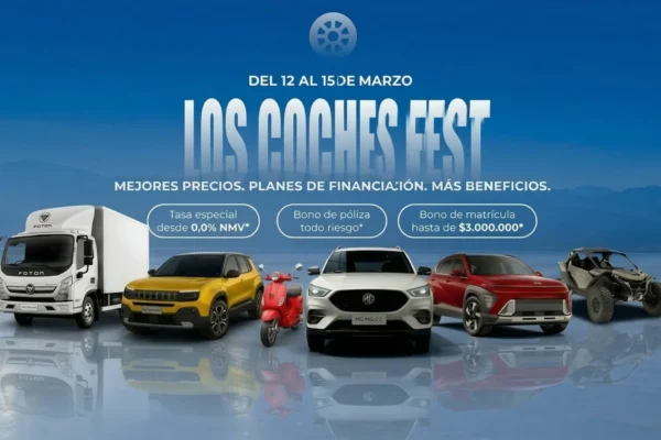 Visita Los Coches Fest del 12 al 15 de marzo. Encuentra vehículos híbridos, eléctricos y a gasolina con tasas desde el 0,0% y bonos exclusivos en modelos seleccionados.