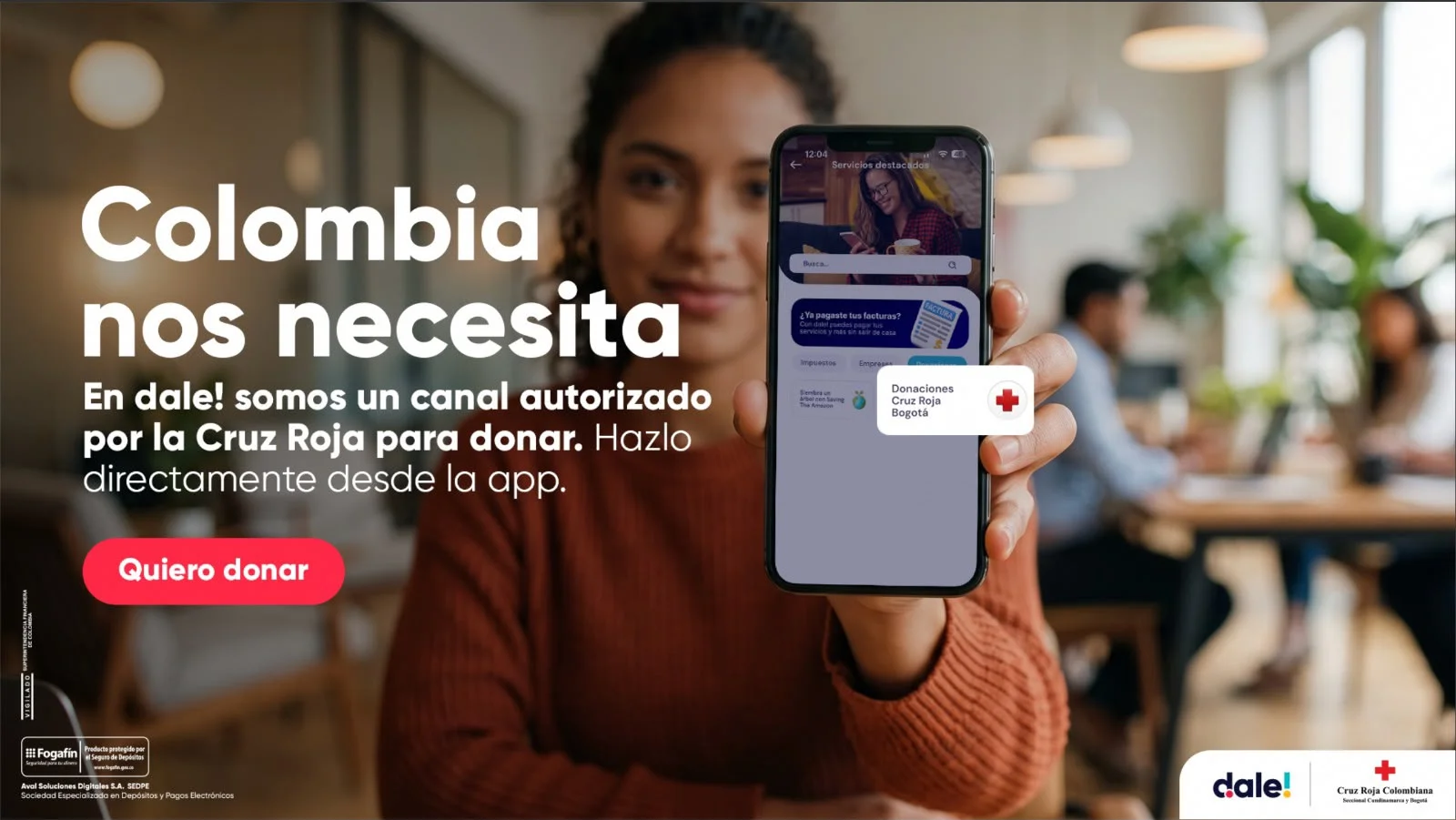 donación de dale! a la Cruz Roja Grupo Aval