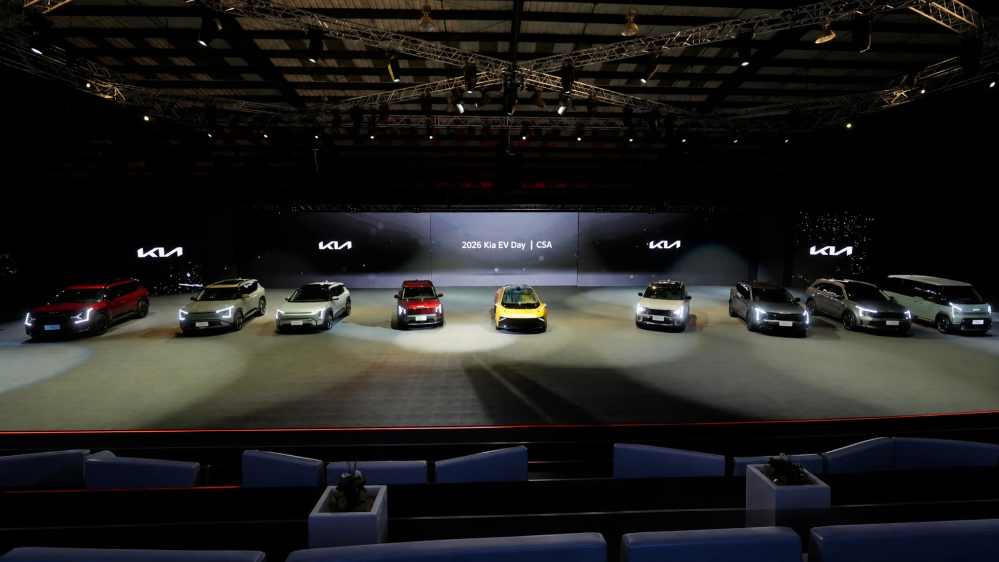 Estrategia de electrificación de Kia: una hoja de ruta integral en América Latina 2 estrategia de electrificación de Kia: Vehículos eléctricos Kia en exhibición en Kia EV Day.