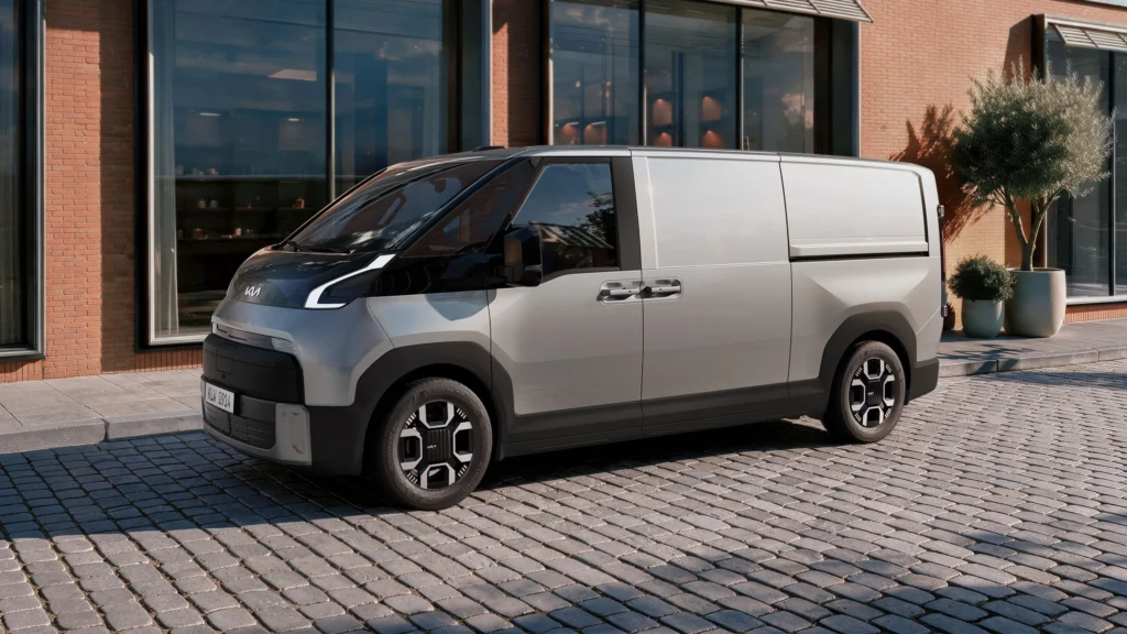 Kia PV7 eléctrico, versión Cargo, vista frontal lateral