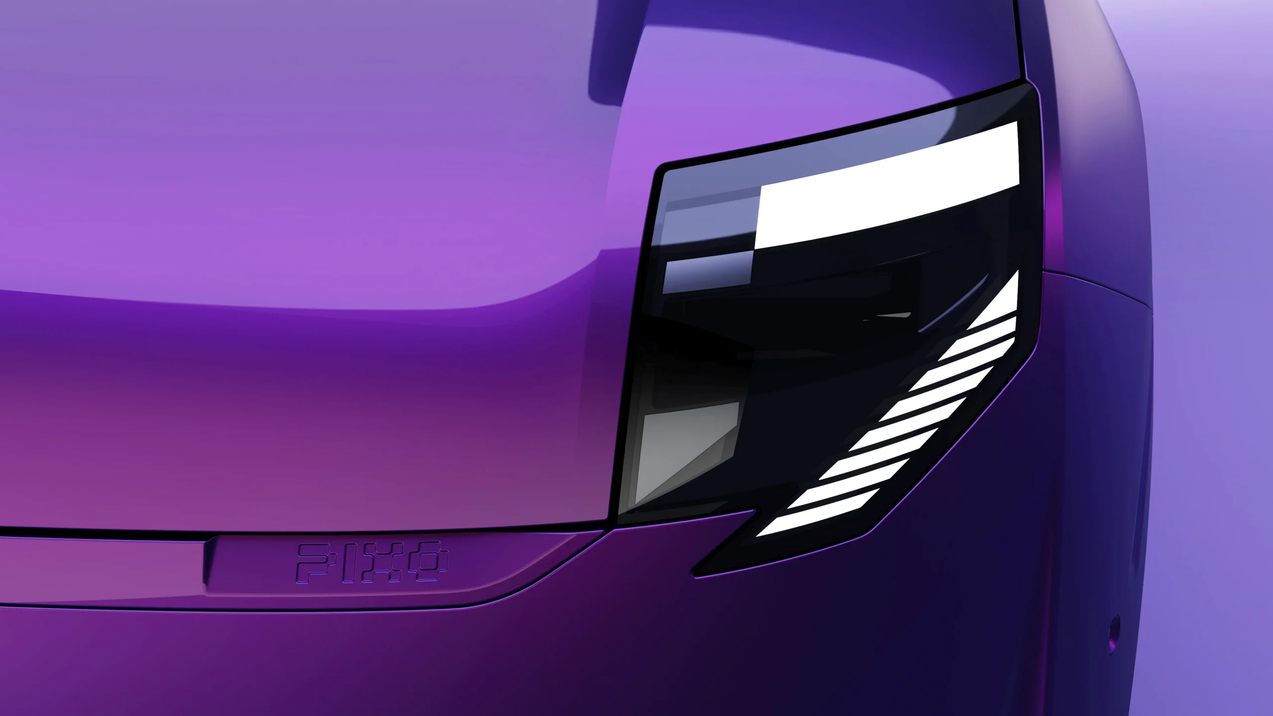 Nissan PIXO: el nuevo carro eléctrico urbano que llega a Europa 9 Detalle del frontal del prototipo Nissan Pixo color púrpura.