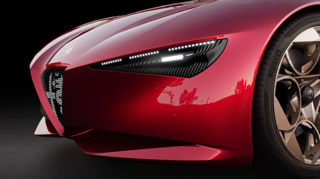 Vista frontal del Alfa Romeo Cuorerosso Concept.