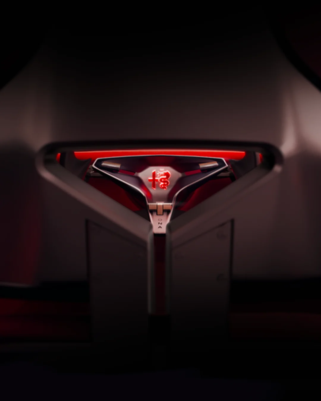 Volante Alfa Romeo Cuorerosso Concept con emblema.
