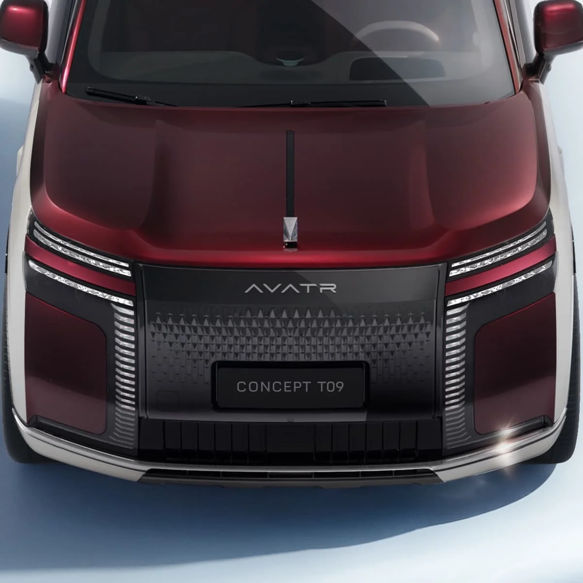 Avatr T09: el SUV de lujo de tres filas que redefine la experiencia premium 3 Avatr T09: Frontal Avatr Concept T09 carro rojo