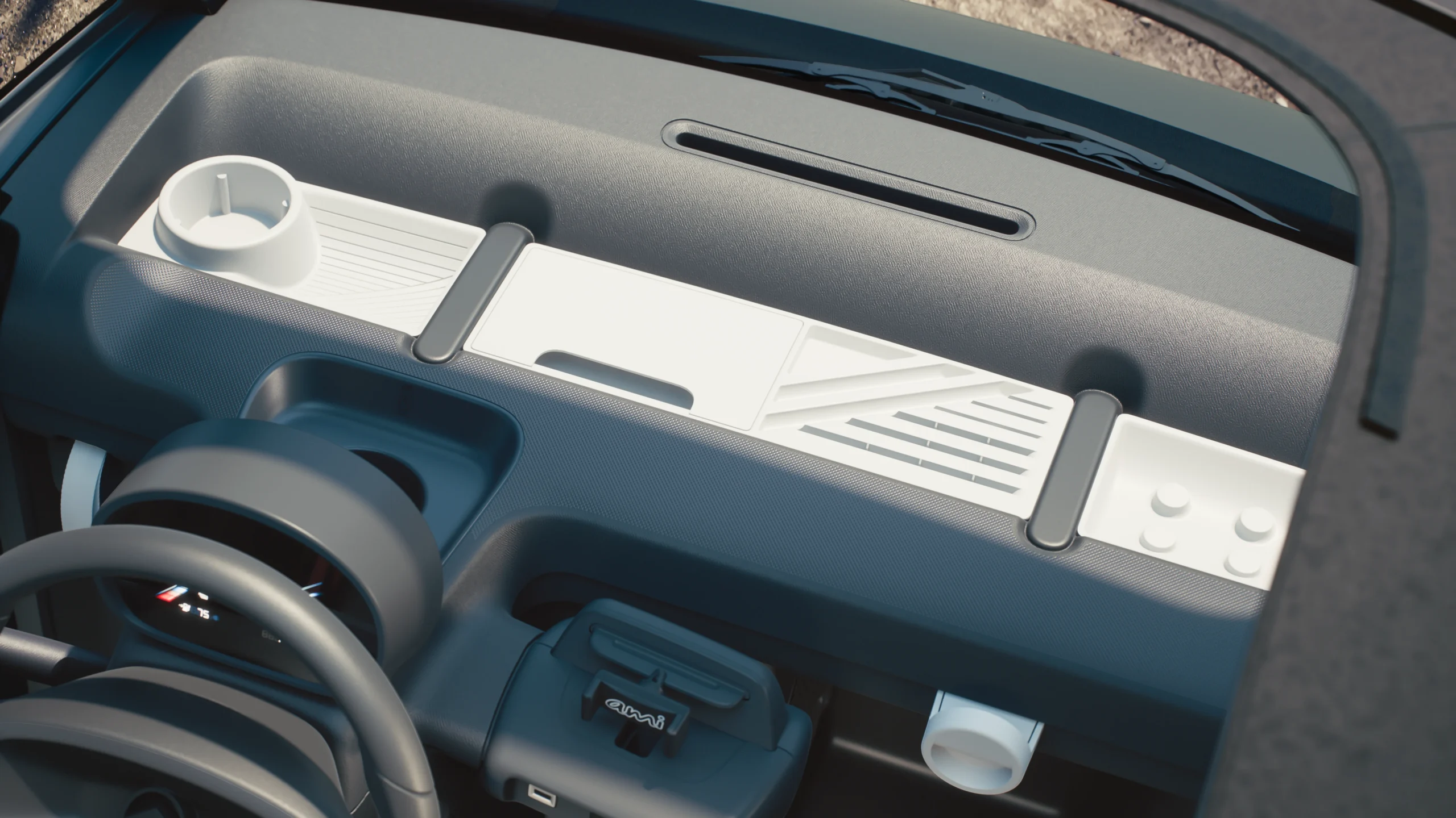 Citroën Outdoor: la nueva línea que infunde aventura diaria en sus modelos 10 Citroën Outdoor: Interior del Citroën Ami con detalles del panel frontal.