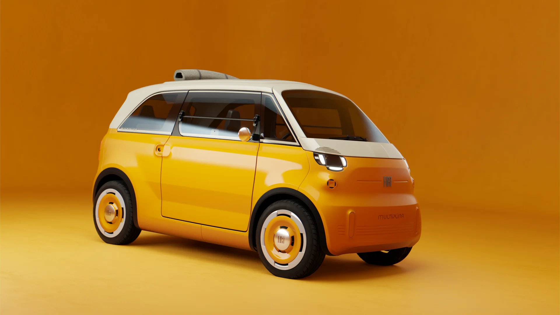 Fiat Multiplina concepto eléctrico amarillo estudio.