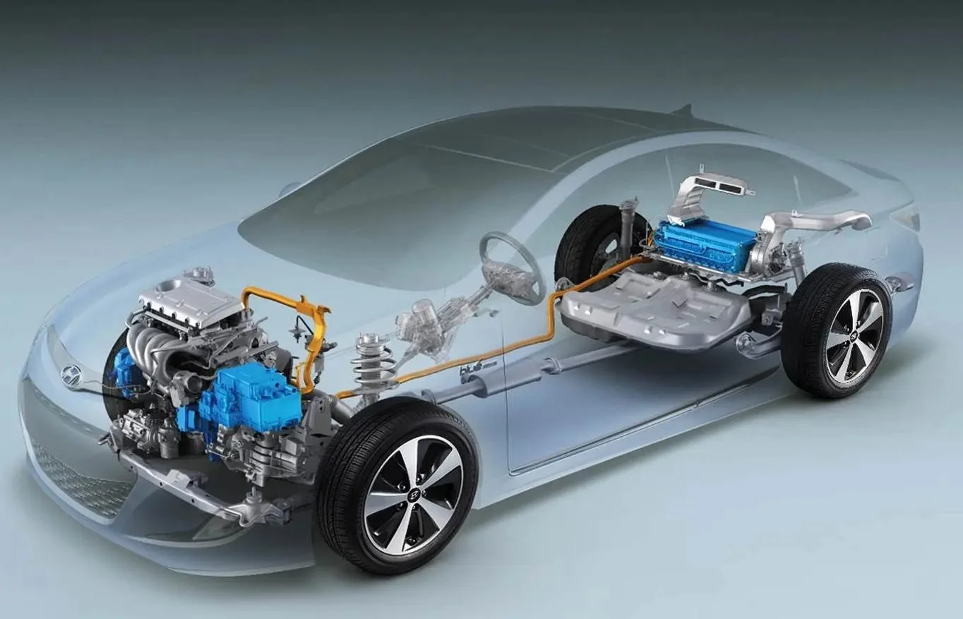 registros de vehículos eléctricos e híbridos: Corte esquemático del Nuevo MG5 con motor y transmisión.