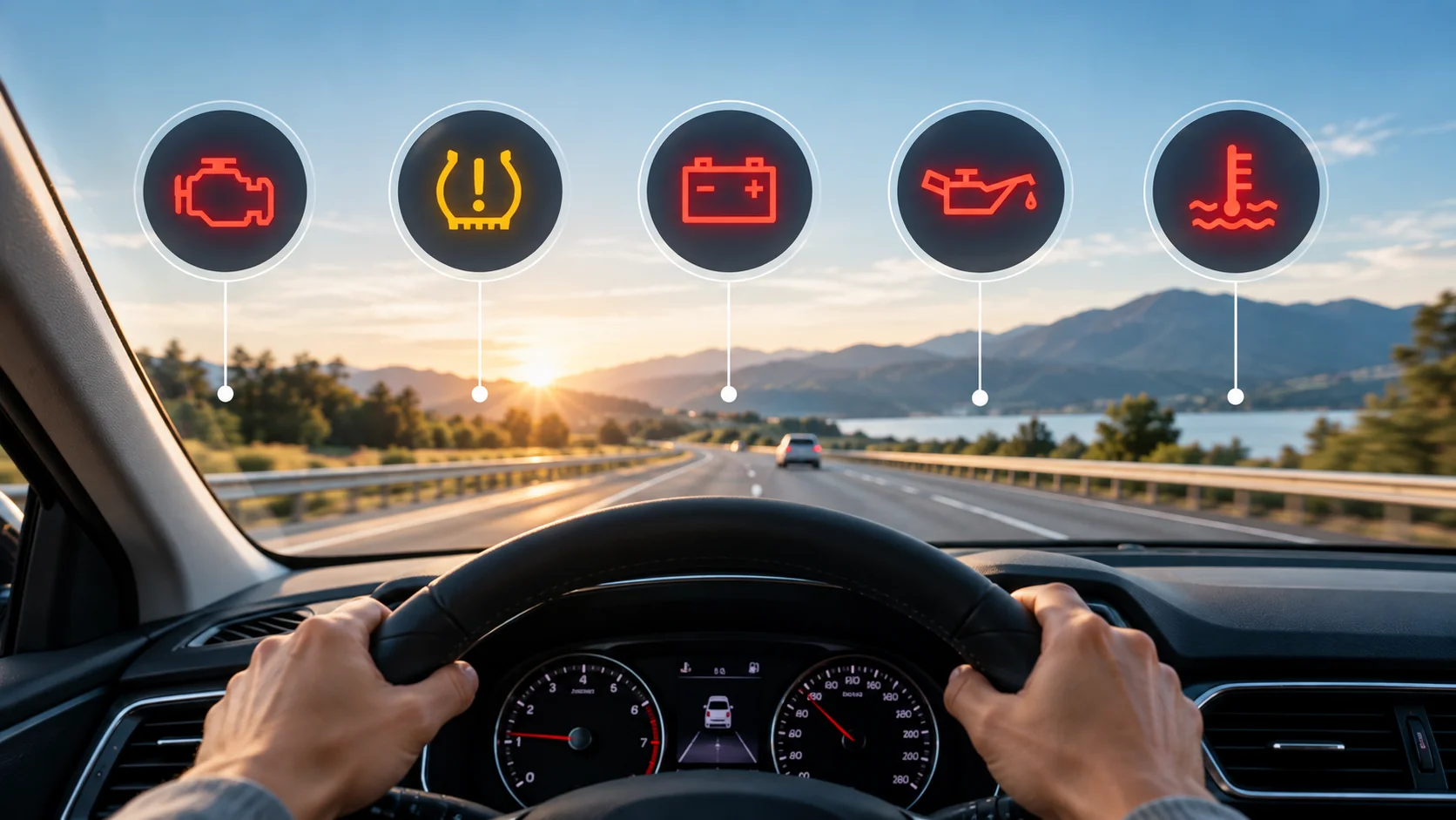 mantenimiento de Nissan: Iconos de advertencia en el tablero de un vehículo.