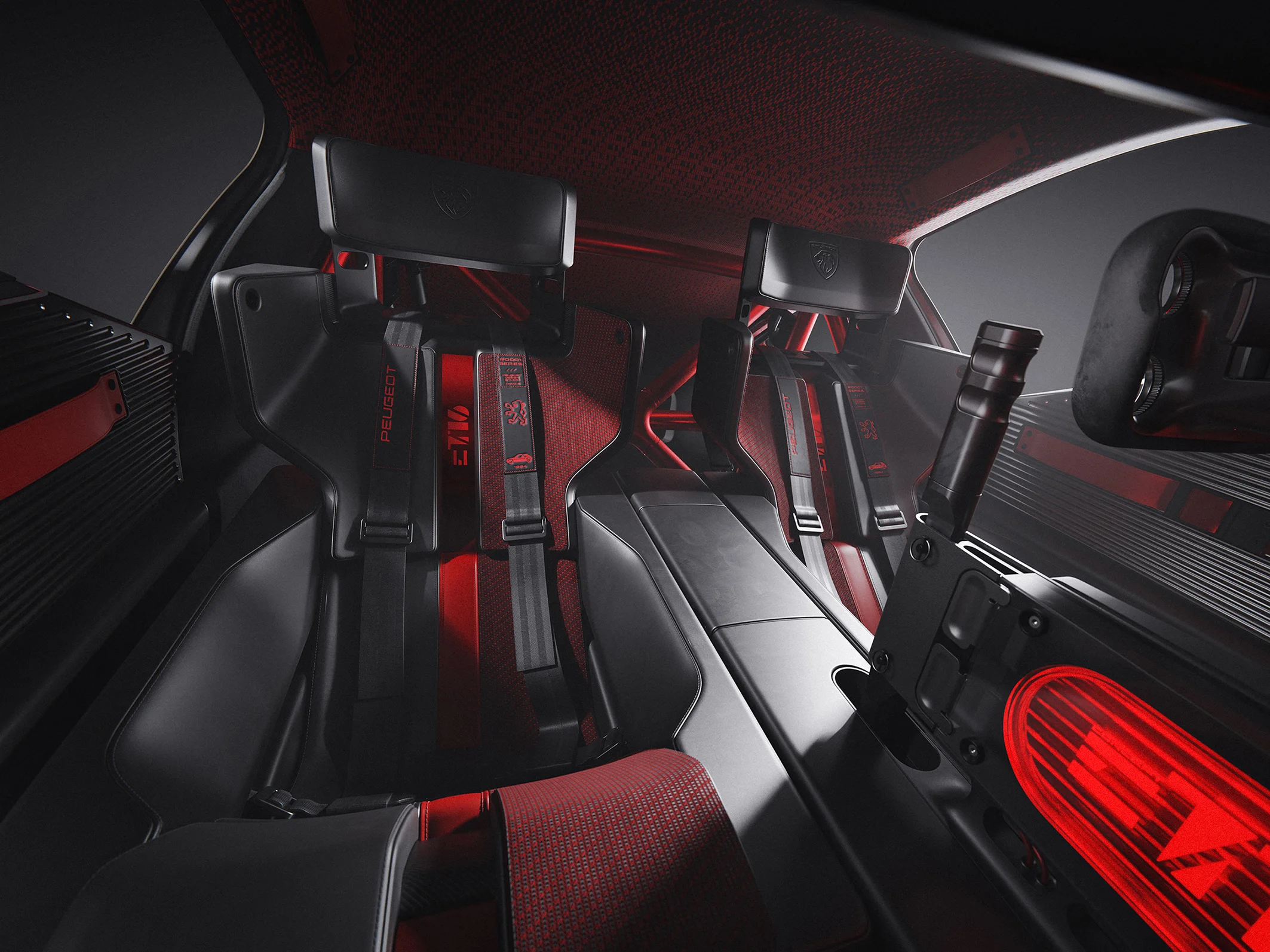 Interior del Peugeot E-T16 Concept, asientos deportivos.