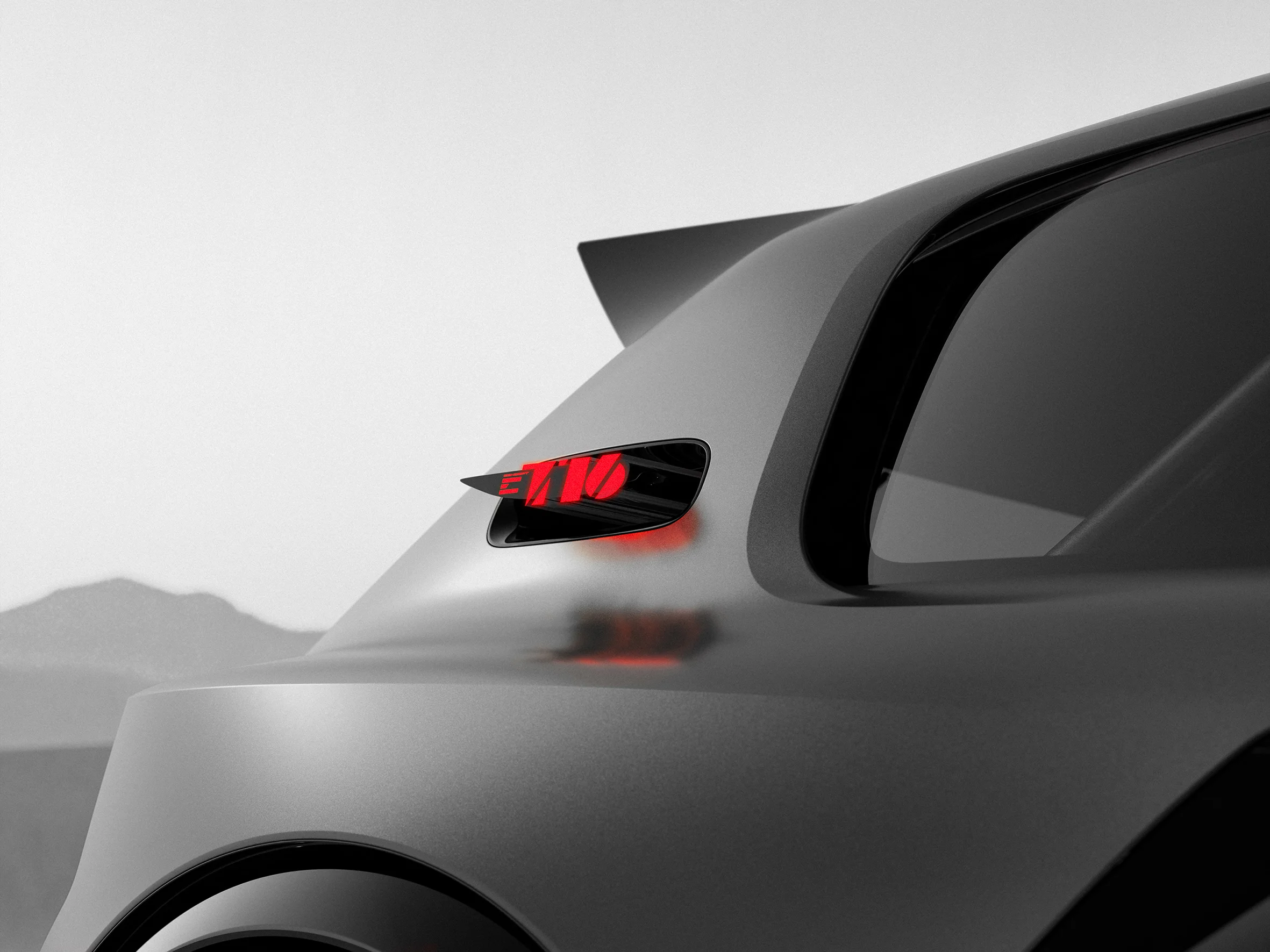 Peugeot E-T16 Concept con luces traseras rojas.