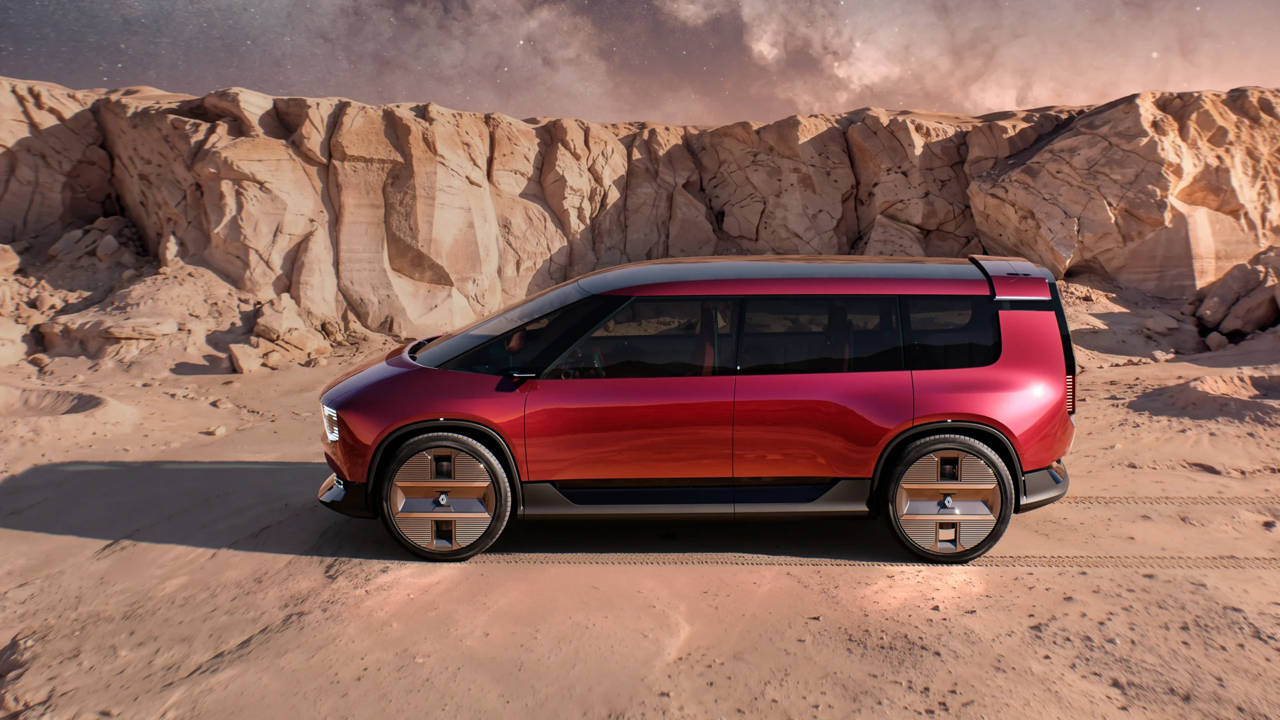 Renault E-Space Concept: una visión contemporánea para la movilidad familiar del futuro 2 Renault E-Space Concept vista lateral desierto